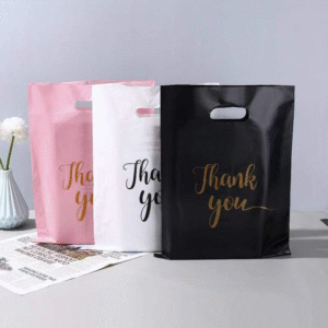 reusable die cut plastic shopping bag with handle